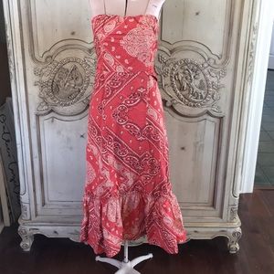 ANTHROPOLOGIE WESTERN BOHO STRAPLESS MIDI DRESS